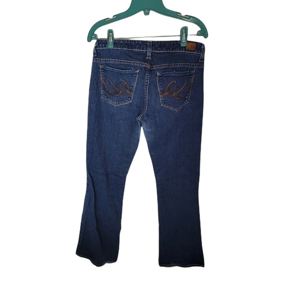EXPRESS EX2 Flare SIZE 4 Blue Dark Wash Faded SLIM w10 Low‎ Rise Flare - Picture 4 of 5